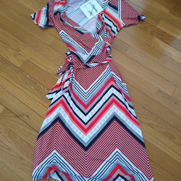 Multi-Color Wrap Dress - Picture 2 of 2